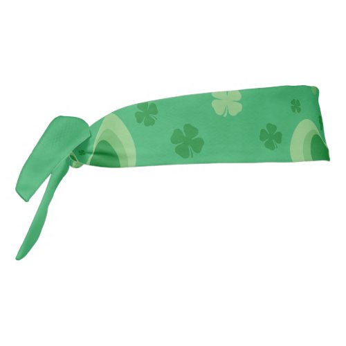 Green St Patricks Day headband with lucky clovers