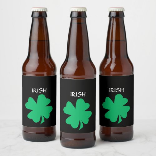 Green St Patricks Day Irish Shamrock Leaf 2023 Beer Bottle Label