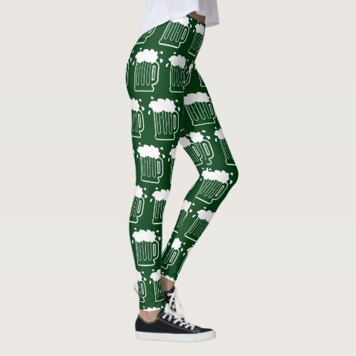 Green St Patricks Day legging with beer print