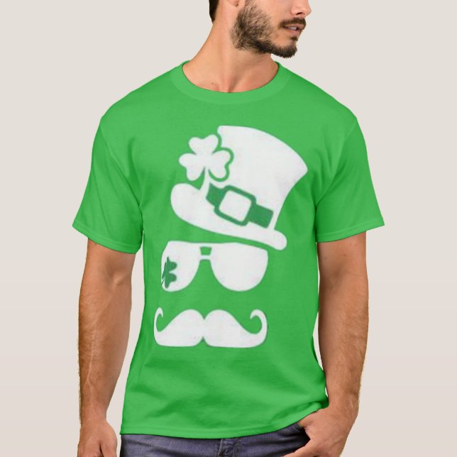 Green St. Patrick's Day Leprechaun Lucky Shamrock T-Shirt (Front)