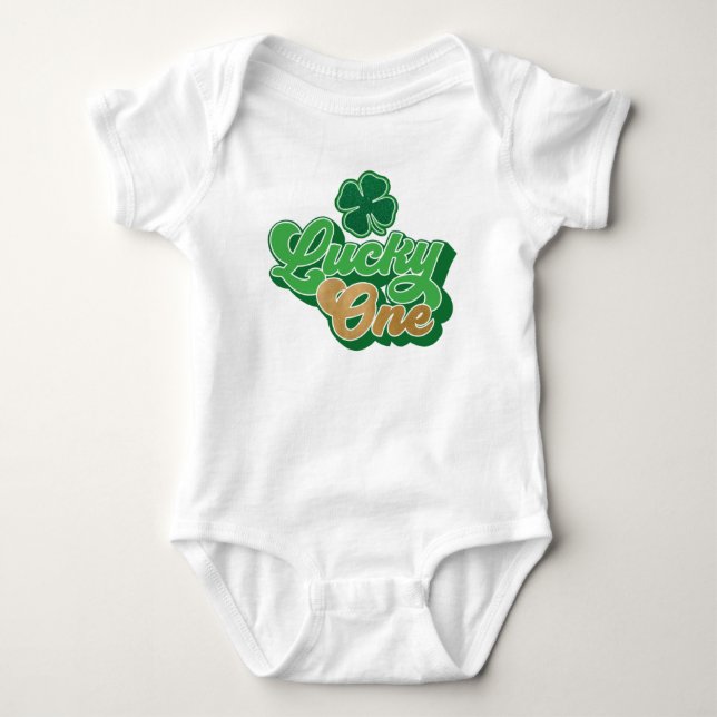 Green St. Patrick's Day Lucky One Baby Bodysuit (Front)