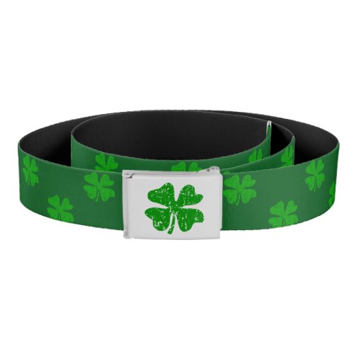 Green St Patricks Day party belt with lucky clover