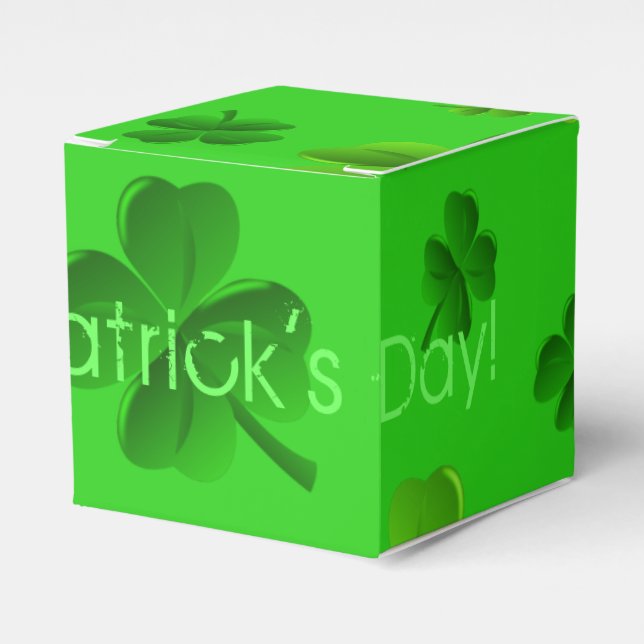Green St. Patricks Day Party Favor Boxes (Front Side)
