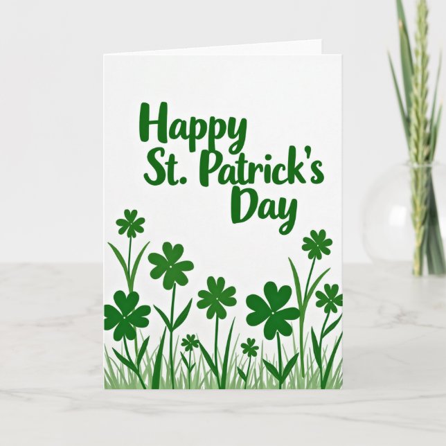 Green St Patricks Day Scene Card (Front)
