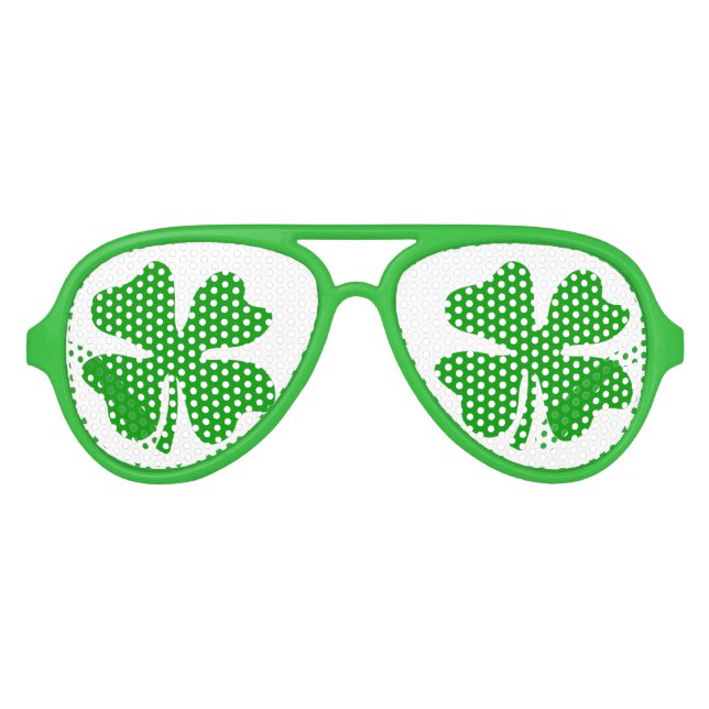 Green St Patricks Day shamrock party shades (Front)