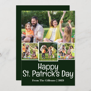 Green St. patrick's day Shamrocks family 4 photo Holiday Card
