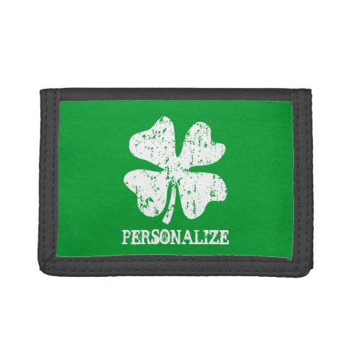 Green St Patricks Day wallet with lucky shamrock