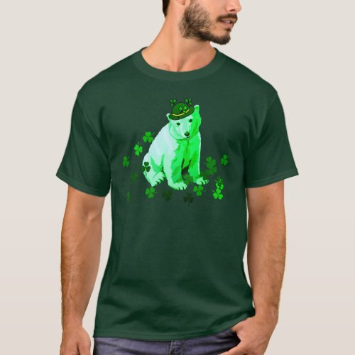 Green St Patricks Polar Bear T_Shirt