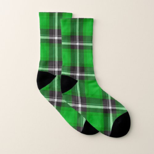 Green St Pattys Day Luck_o_the_Irish Tartan Plaid Socks
