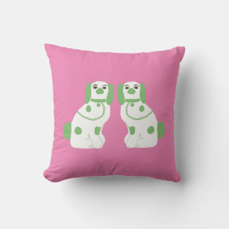 Green Staffordshire Dogs Throw Pillow