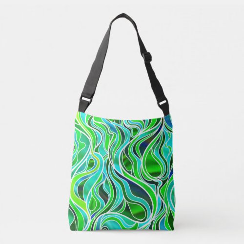 Green Stained Glass Abstract Crossbody Bag