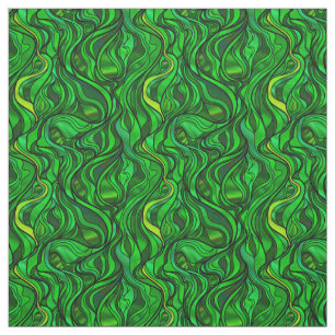 Green Stained Glass Abstract Fabric