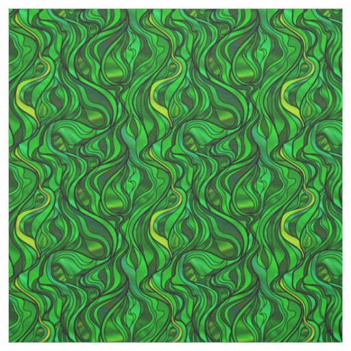 Green Stained Glass Abstract Fabric
