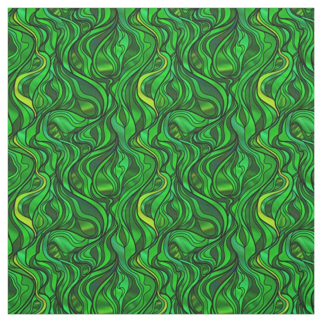 Green Stained Glass Abstract Fabric (Swatch)