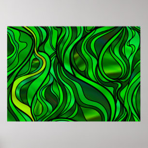 Green Stained Glass Abstract Poster