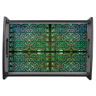 Green Stained Glass Serving Tray