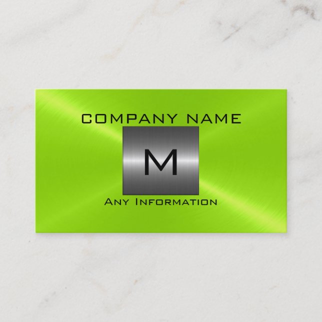 Green Stainless Steel Metal Business Card (Front)