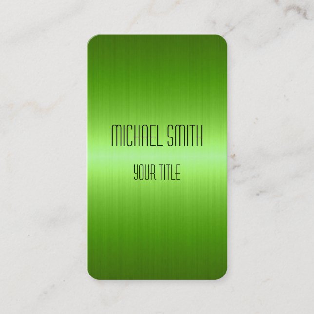 Green Stainless Steel Metal Business Card (Front)