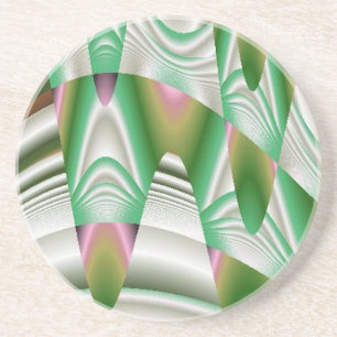 Green Stalactites in Abstract Sandstone Coaster