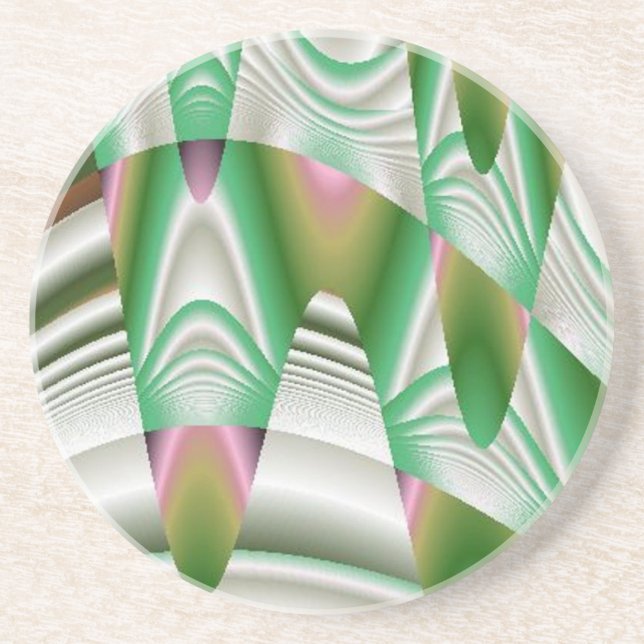 Green Stalactites in Abstract Sandstone Coaster (Front)