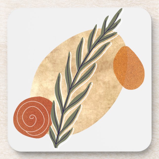 Green Stalk Boho Beverage Coaster (Front)