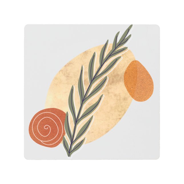 Green Stalk Boho Metal Print (Front)