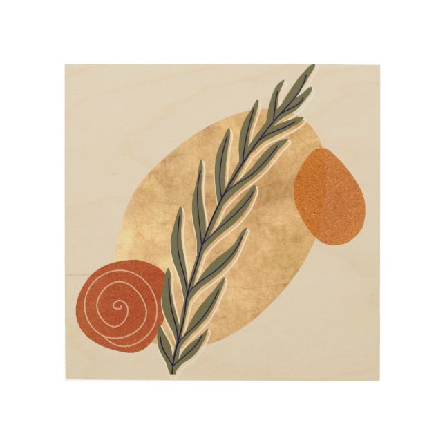 Green Stalk Boho Wood Wall Art (Front)