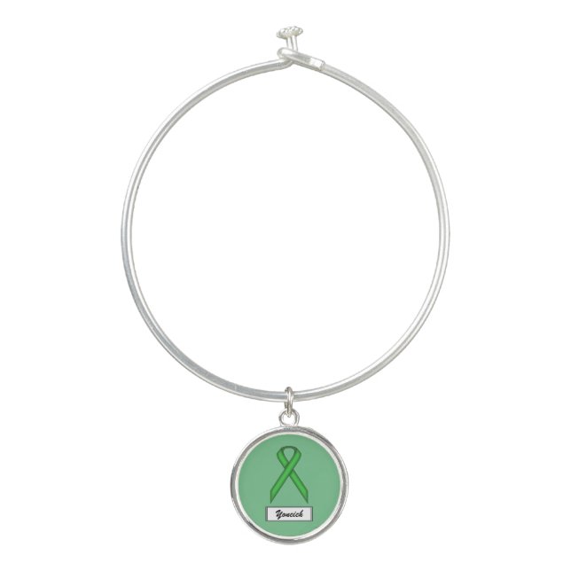 Green Standard Ribbon by Kenneth Yoncich Bangle Bracelet (Front)