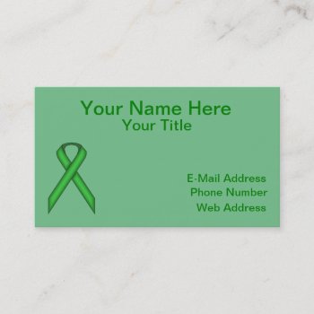 Green Standard Ribbon By Kenneth Yoncich Business Card by KennethYoncich at Zazzle