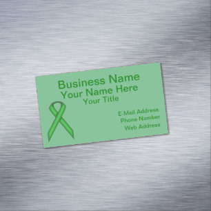 Green Standard Ribbon by Kenneth Yoncich Business Card Magnet