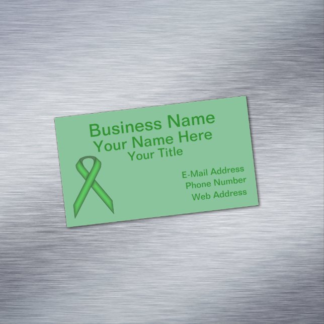 Green Standard Ribbon by Kenneth Yoncich Business Card Magnet (In Situ)