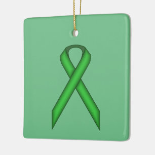 Green Standard Ribbon by Kenneth Yoncich Ceramic Ornament