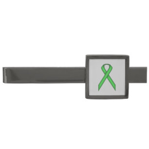 Green Standard Ribbon by Kenneth Yoncich Gunmetal Finish Tie Bar