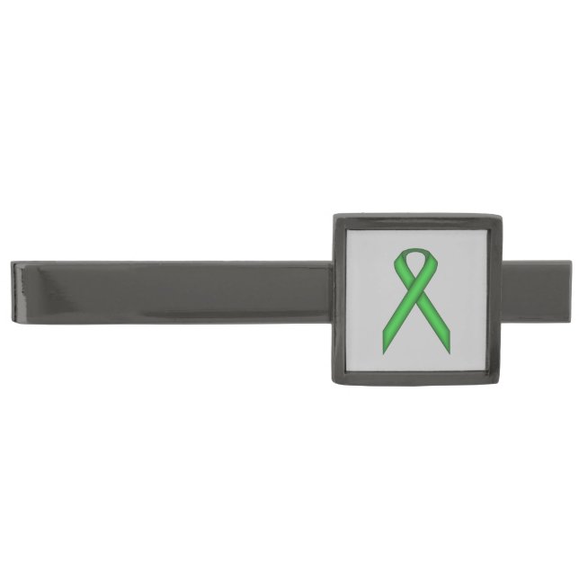 Green Standard Ribbon by Kenneth Yoncich Gunmetal Finish Tie Bar (Front)