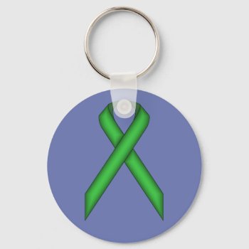Green Standard Ribbon By Kenneth Yoncich Keychain by KennethYoncich at Zazzle