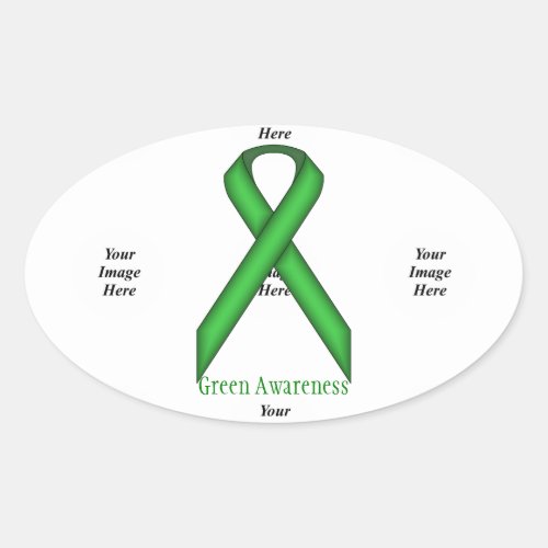 Green Standard Ribbon by Kenneth Yoncich Oval Sticker