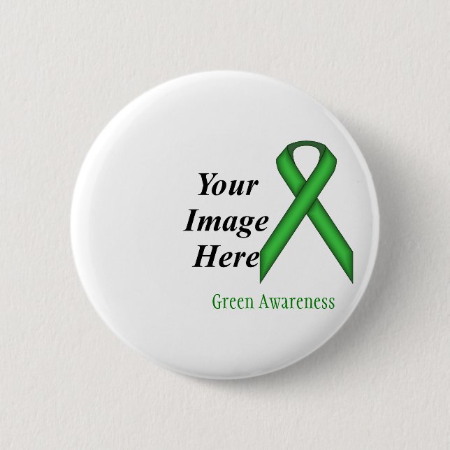 Green Standard Ribbon by Kenneth Yoncich Pinback Button (Front)