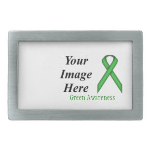Green Standard Ribbon by Kenneth Yoncich Rectangular Belt Buckle