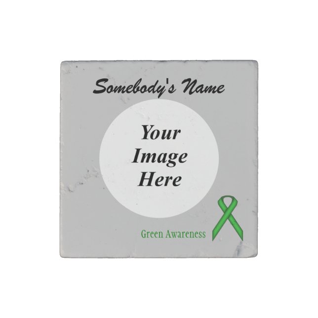 Green Standard Ribbon by Kenneth Yoncich Stone Magnet (Front)