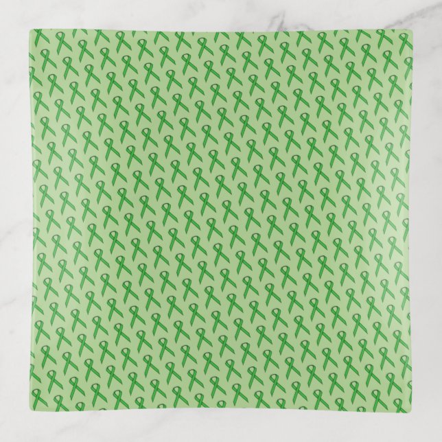 Green Standard Ribbon by Kenneth Yoncich Trinket Tray (Front)