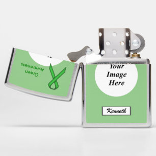 Green Standard Ribbon by Kenneth Yoncich Zippo Lighter