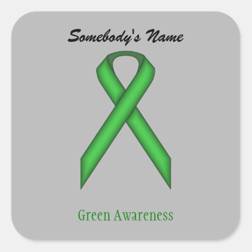 Green Standard Ribbon Square Sticker