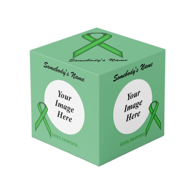 Green Standard Ribbon Template by Kenneth Yoncich Cube (Front Angled)