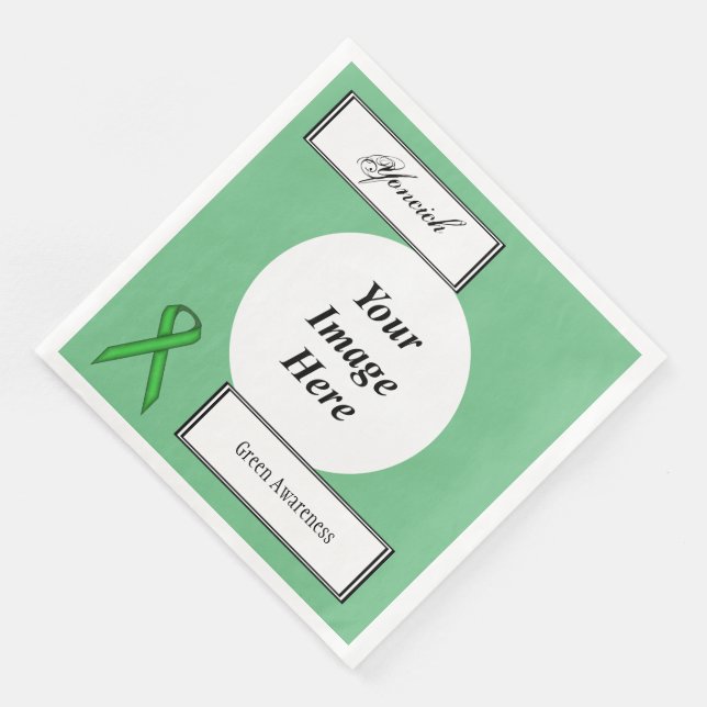 Green Standard Ribbon Template by Kenneth Yoncich Paper Dinner Napkins (Corner)
