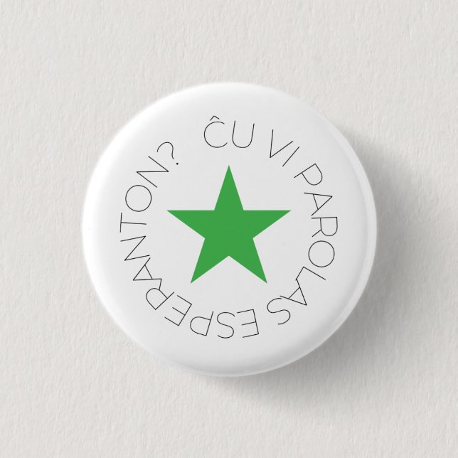 Green Star Button, Esperanto/Verda Stelo 2 Button (Front)