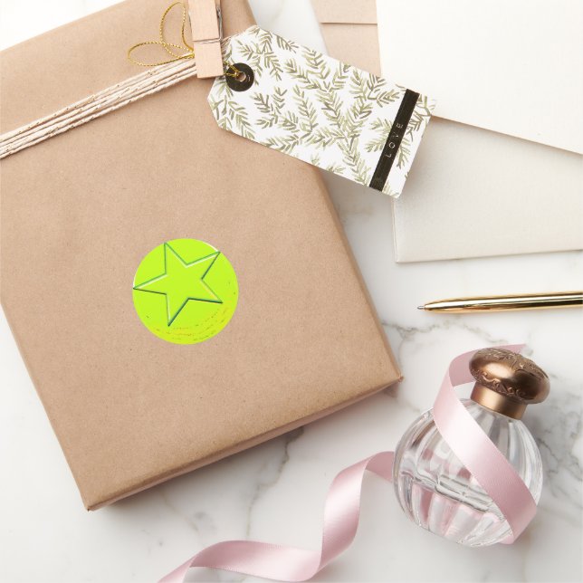 Green Star Classic Round Sticker (Gifting)