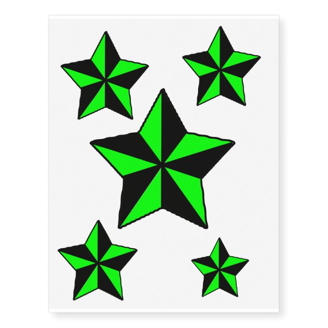 Green star design temporary tattoos (Front)