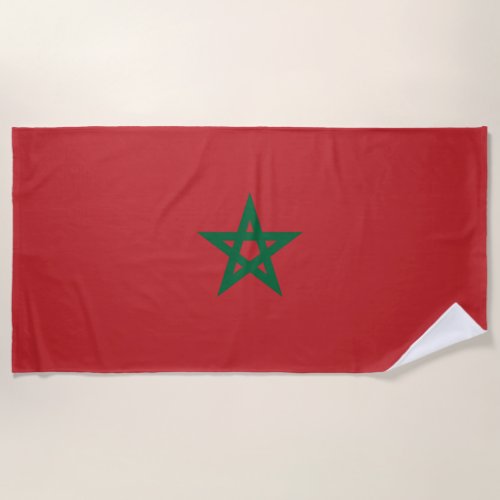 Green Star Flag of Morocco Beach Towel