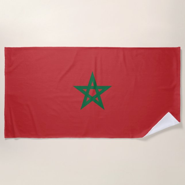 Green Star (Flag of Morocco) Beach Towel (Front)