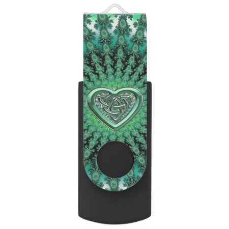 Green Star Fractal Celtic Heart Knot Flash Drive